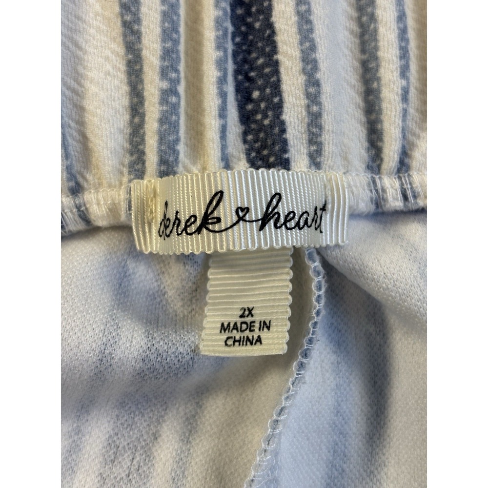 Derek Heart Women's L/XL White Blue Striped Wide Leg Pants Coastal BOHO Resort - Picture 3 of 7